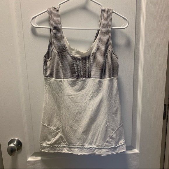 LULULEMON Grey and White Tank top with blue tie string bottom - Picture 1 of 8
